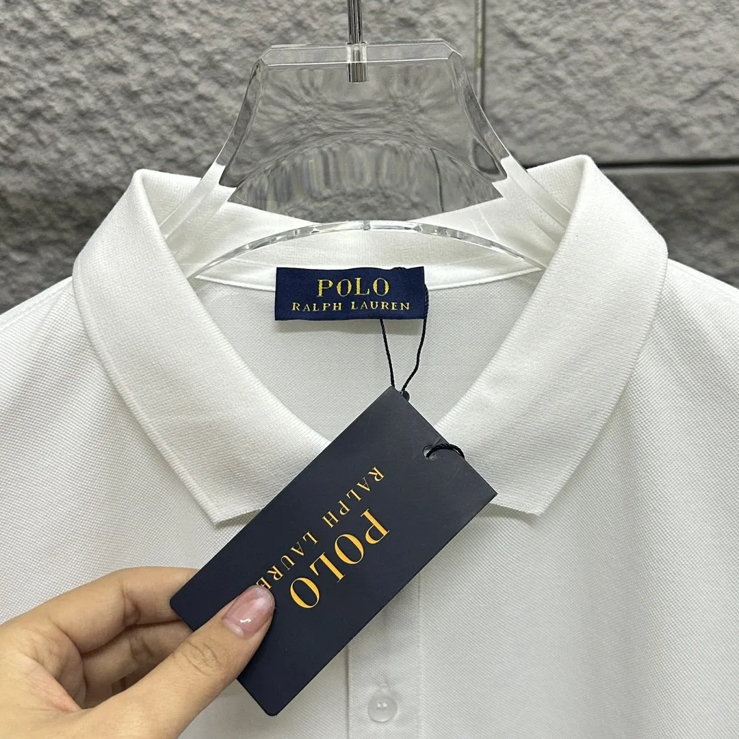 🅿️180 Ralph Lauren POLO 2025 Spring and Summer New Style Simple logo small embroidery pique fabric Short-sleeved polo for men and women Size: M L XL 2XL 3XL Color: Black White